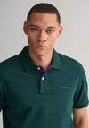 Gant Contrast Pique Polo Shirt, Tartan Green