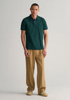 Gant Contrast Pique Polo Shirt, Tartan Green