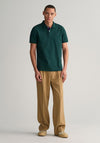 Gant Contrast Pique Polo Shirt, Tartan Green