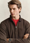 Gant Cord Collar Half Zip Rugby Shirt, Brown