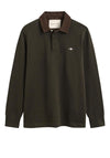 Gant Cord Collar Heavy Rugby Shirt, Dark Moss Green