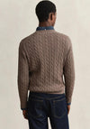 Gant Cotton Cable Crew Neck Sweater, Faded Taupe