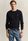 Gant Cotton Cable Crew Neck Sweater, Evening Blue