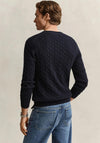 Gant Cotton Cable Crew Neck Sweater, Evening Blue