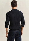 Gant Cotton Cable Knit Polo Sweater, Navy