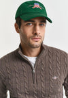 Gant Cotton Cable Knit Half Zip Sweater, Stone Melange