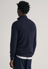 Gant Cotton Pique Half Zip Sweater, Evening Blue