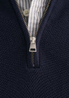 Gant Cotton Pique Half Zip Sweater, Evening Blue