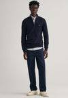 Gant Cotton Pique Half Zip Sweater, Evening Blue