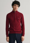 Gant Cotton Pique Half Zip Sweater, Plumped Red