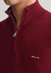 Gant Cotton Pique Half Zip Sweater, Plumped Red