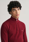 Gant Cotton Pique Half Zip Sweater, Plumped Red