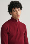Gant Cotton Pique Half Zip Sweater, Plumped Red