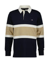 Gant Cut & Sewn Rugger Polo Shirt, Navy & Beige