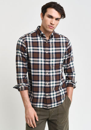 Gant Flannel Plaid Shirt, Brown Multi