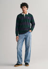 Gant Sheild Heavy Rugger Barstripe Polo Shirt, Tartan Green