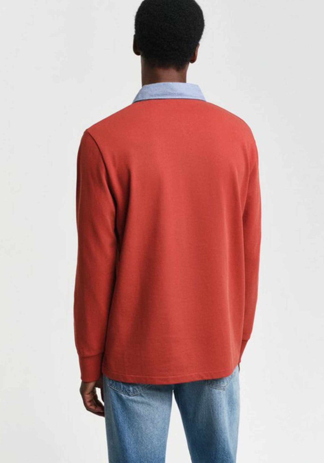 Gant Chambray Heavy Rugger Polo Shirt, Iron Red