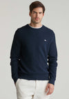 Gant Micro Textured Crew Neck Sweater, Evening Blue