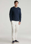 Gant Micro Textured Crew Neck Sweater, Evening Blue
