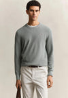 Gant Micro Textured Cotton Sweater, Duck Egg Blue