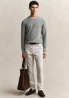 Gant Micro Textured Cotton Sweater, Duck Egg Blue