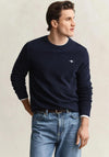 Gant Micro Textured Cotton Sweater, Navy