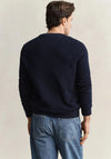 Gant Micro Textured Cotton Sweater, Navy