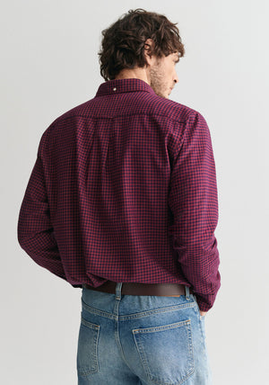 Gant Microcheck Flannel Shirt, Wine Red