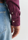 Gant Microcheck Flannel Shirt, Wine Red