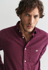 Gant Microcheck Flannel Shirt, Wine Red