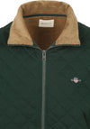 Gant Quilted Cord Collar Full Zip Jacket, Tartan Green