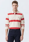 Gant Striped Heavy Rugger Rugby Shirt, Cream & Red