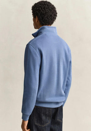 Gant Sacker Rib Half Zip Sweatshirt, Blue Horizon