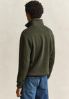 Gant Sacker Rib Half Zip Sweatshirt, Dark Moss Green