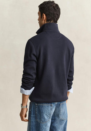 Gant Sacker Rib Half Zip Sweatshirt, Navy