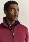 Gant Sacker Rib Half Zip Sweatshirt, Deep Grape Wine