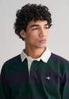 Gant Sheild Heavy Rugger Barstripe Polo Shirt, Tartan Green