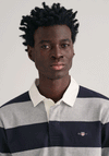 Gant Sheild Heavy Rugger Barstripe Polo Shirt, Grey Melange