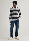 Gant Sheild Heavy Rugger Barstripe Polo Shirt, Grey Melange