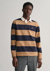 Gant Sheild Heavy Rugger Barstripe Polo Shirt, Warm Khaki