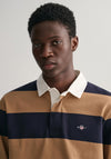 Gant Sheild Heavy Rugger Barstripe Polo Shirt, Warm Khaki