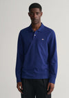 Gant Shield Long Sleeve Pique Polo Shirt, Rich Navy