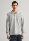 Gant Shield Long Sleeve Pique Polo Shirt, Grey Melange