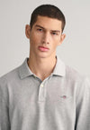 Gant Shield Long Sleeve Pique Polo Shirt, Grey Melange