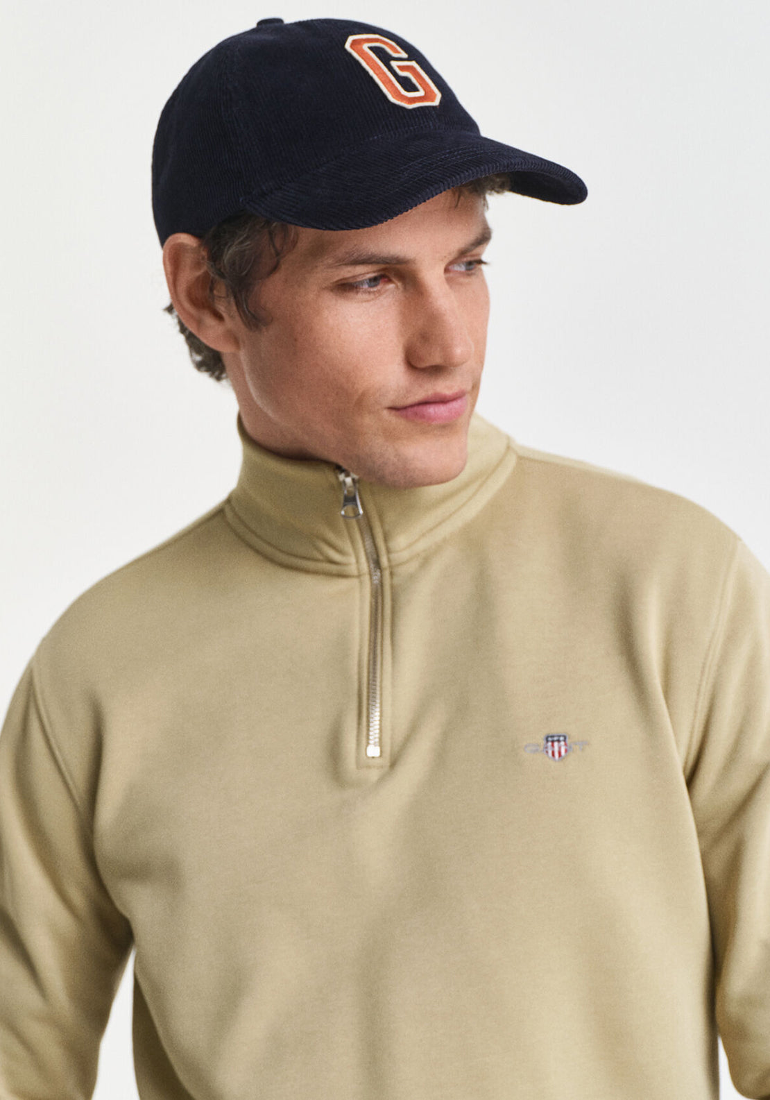 Gant Sheild Half Zip Sweatshirt, Beige