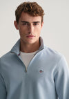 Gant Shield Half Zip Sweatshirt, Dove Blue