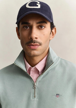 Gant Sheild Half Zip Sweatshirt, Duck Egg Blue
