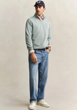 Gant Sheild Half Zip Sweatshirt, Duck Egg Blue
