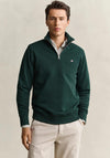 Gant Shield Half Zip Sweatshirt, Tartan Green