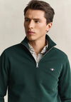 Gant Shield Half Zip Sweatshirt, Tartan Green